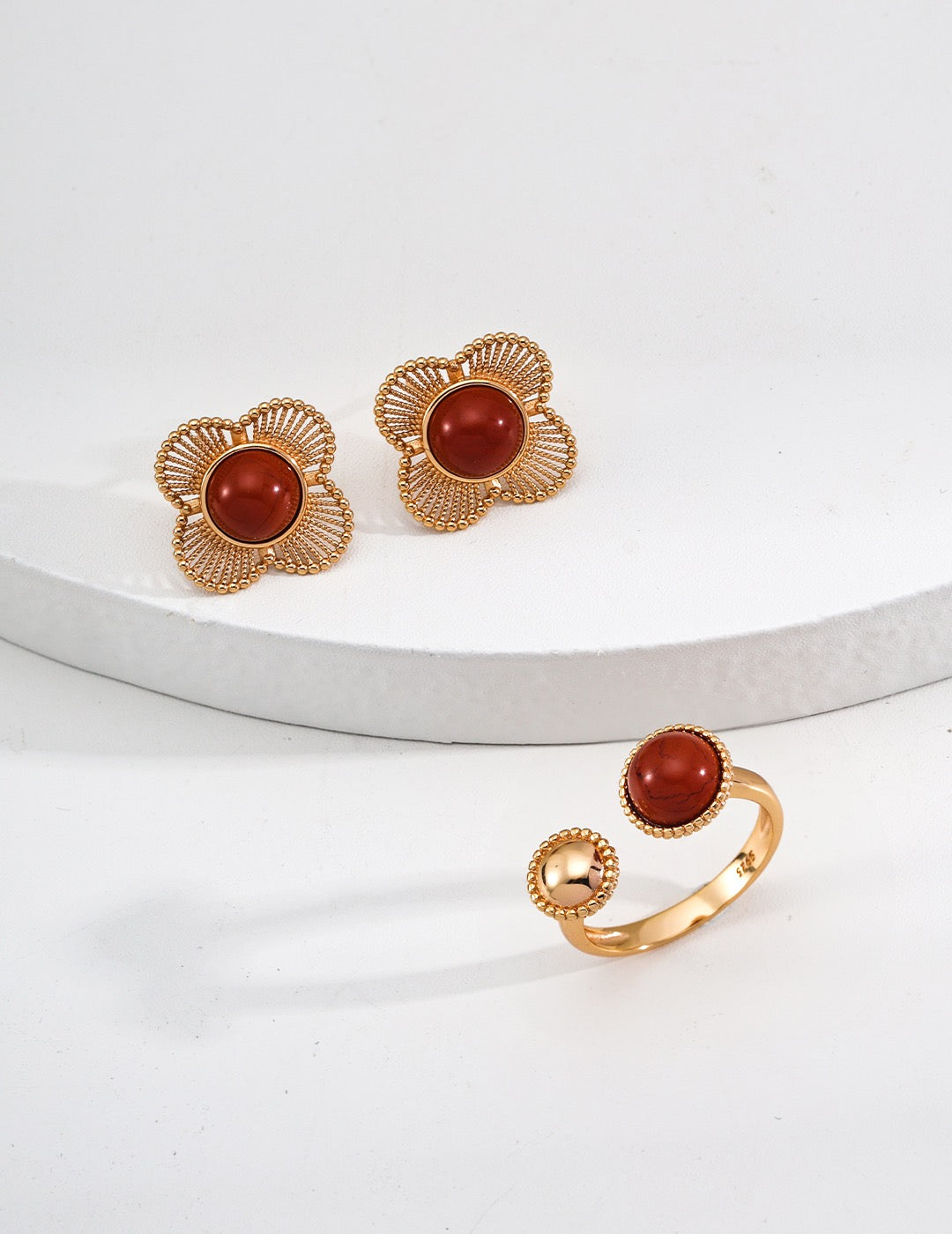 Vintage Red Agate Earrings