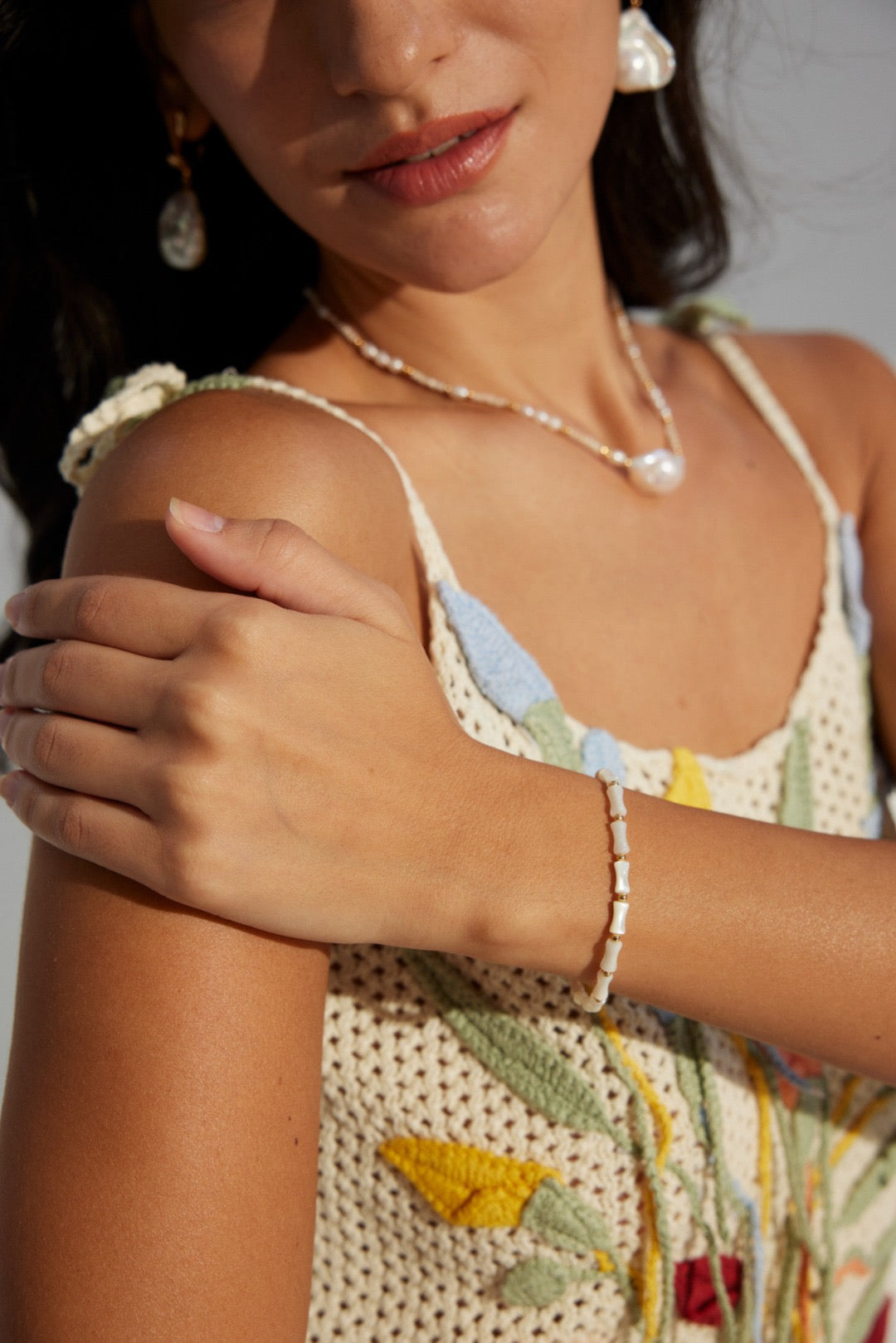 Sterling Silver Bamboo Bracelet and Necklace