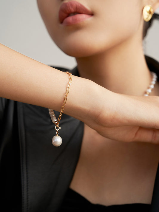 Shaped Baroque Pearl Bracelet and Necklace