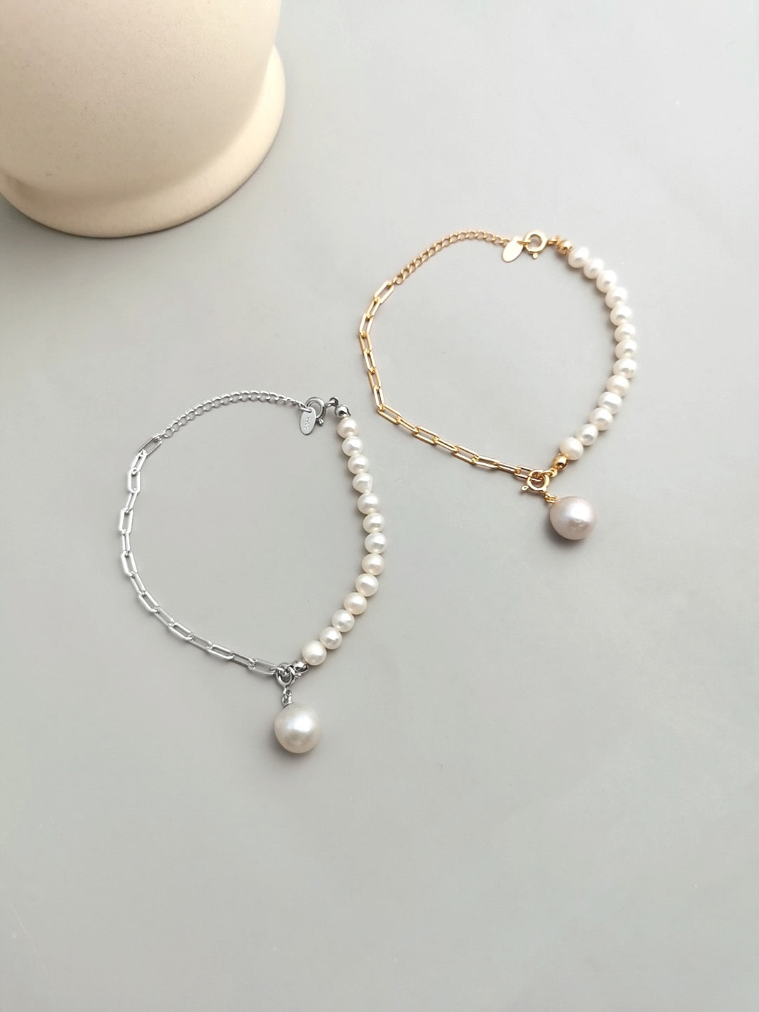 Shaped Baroque Pearl Bracelet and Necklace