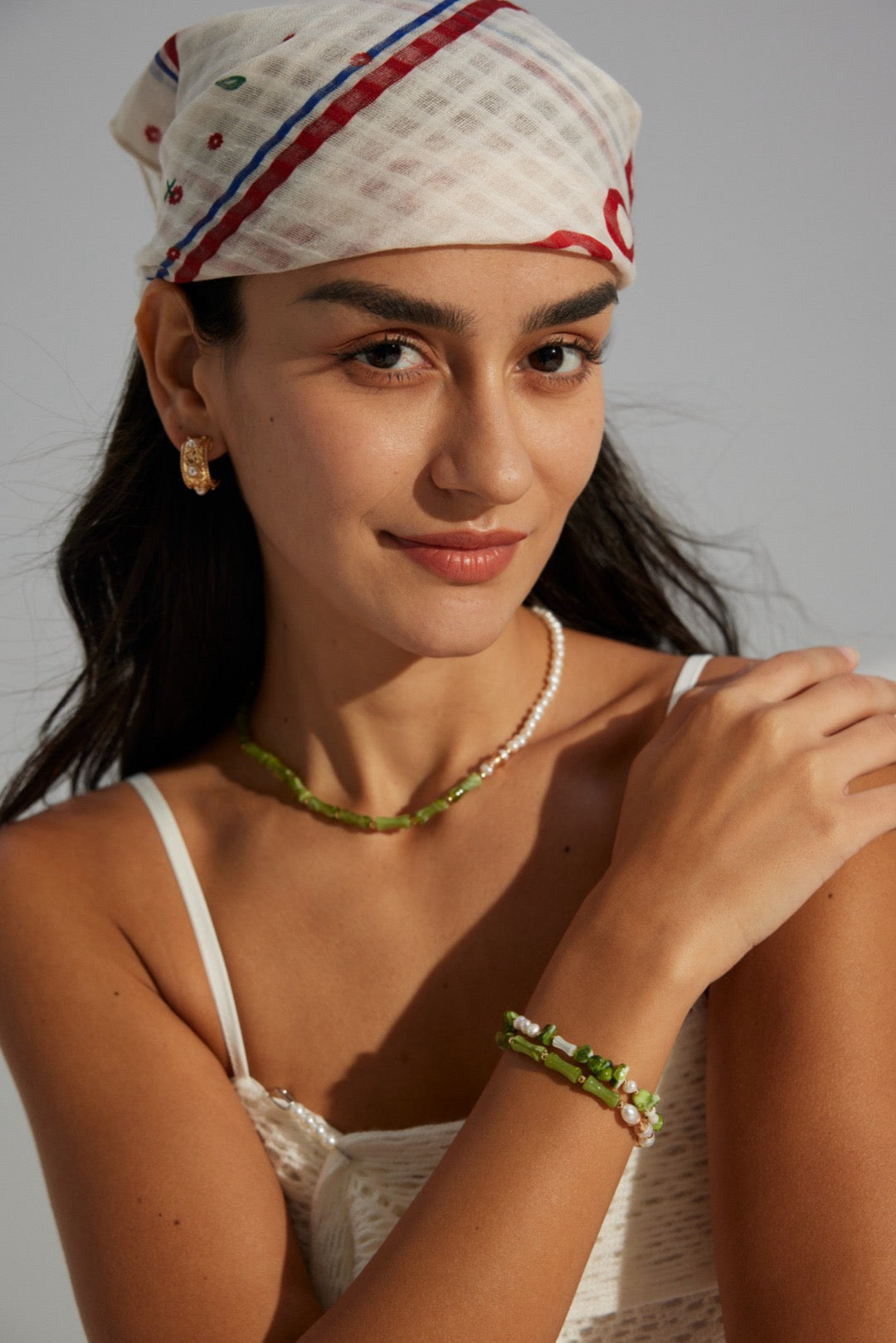 bamboo pearl necklace and bracelet